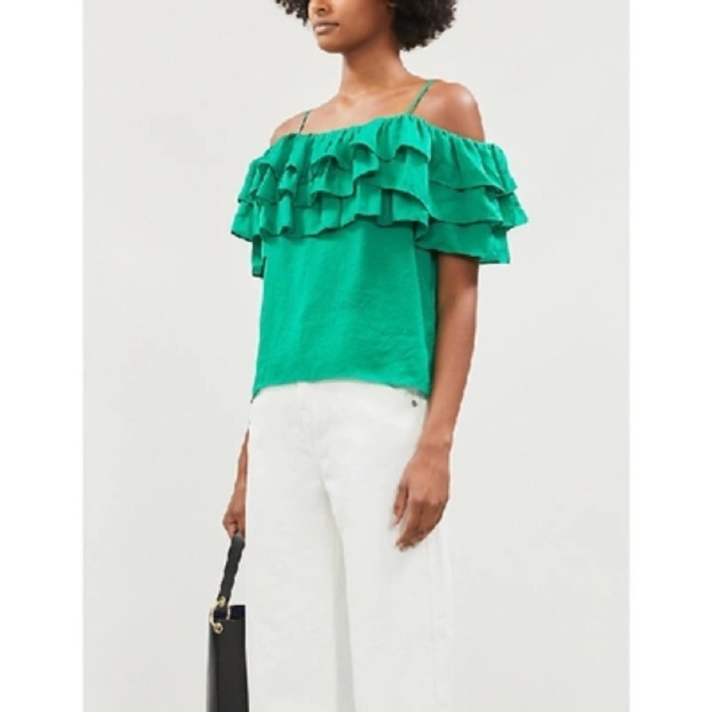 🎀 MAJE Lovant ruffle tiered woven top small